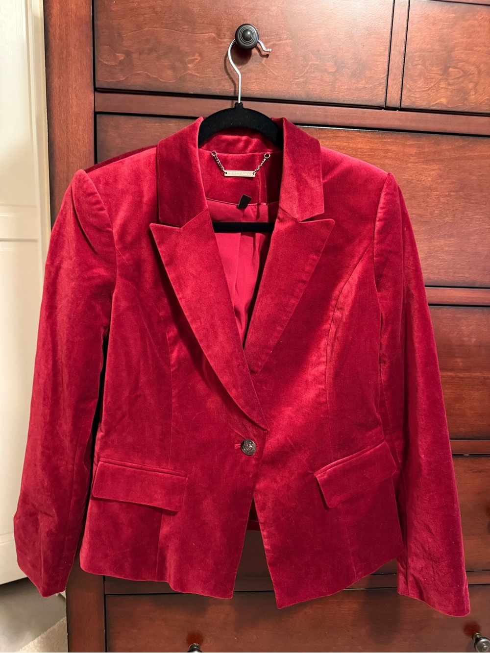 White House Black Market Red Velvet Blazer Jacket